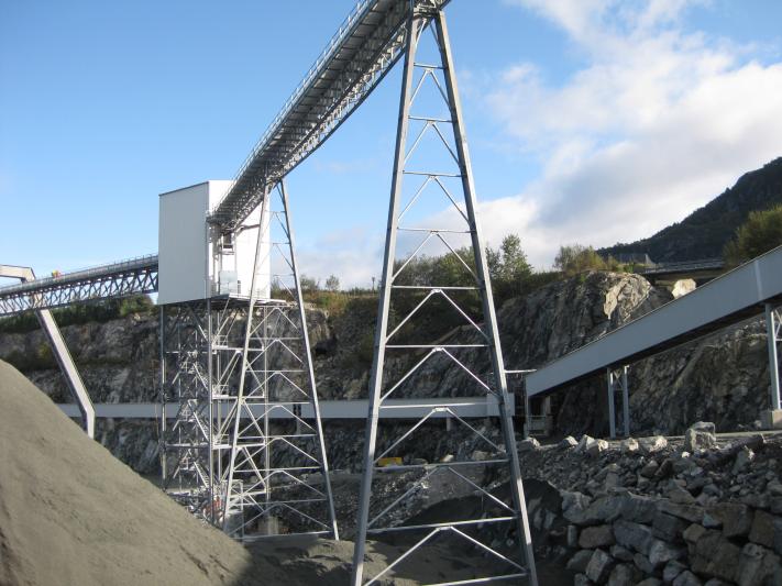 Nork Stein, Norwegen: Förderbandbrücke C12 Übergabeturm TT1 - Stahlbau